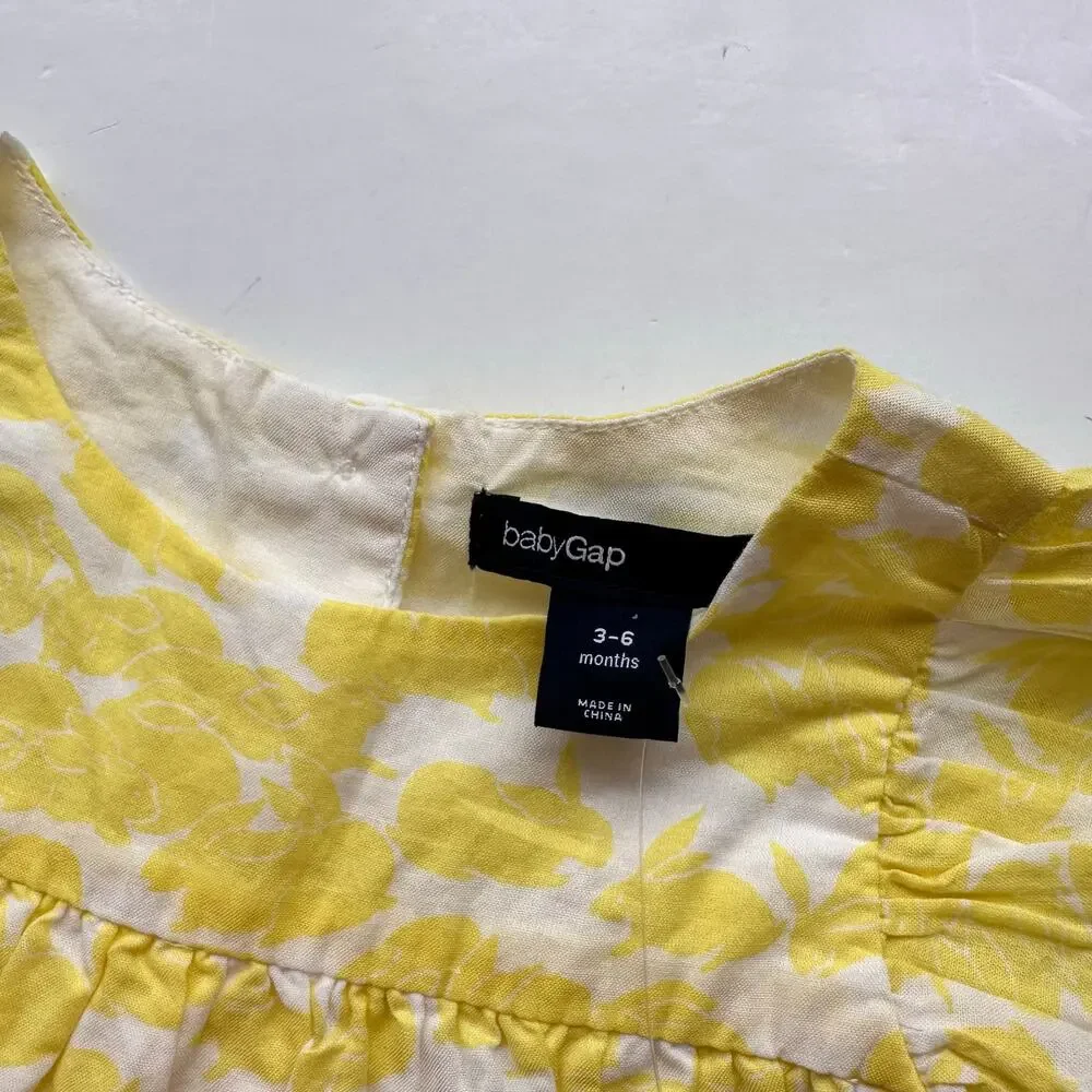 Gap Yellow Floral Ruffle Sleeve Dress - 3-6 Months - NWT